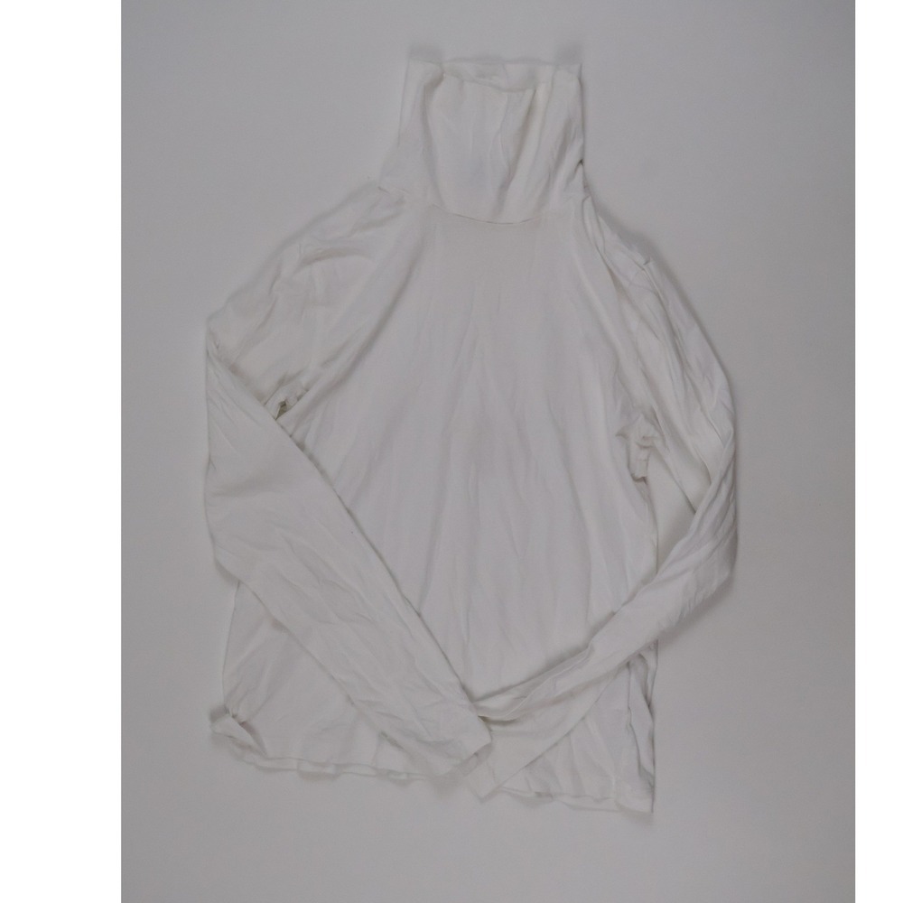 J. Crew Turtleneck Top White Solid Small Cotton Minimalist Layering Essential